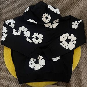 Denim Tears Black Cotton Wreath Hoodie (Size Medium)